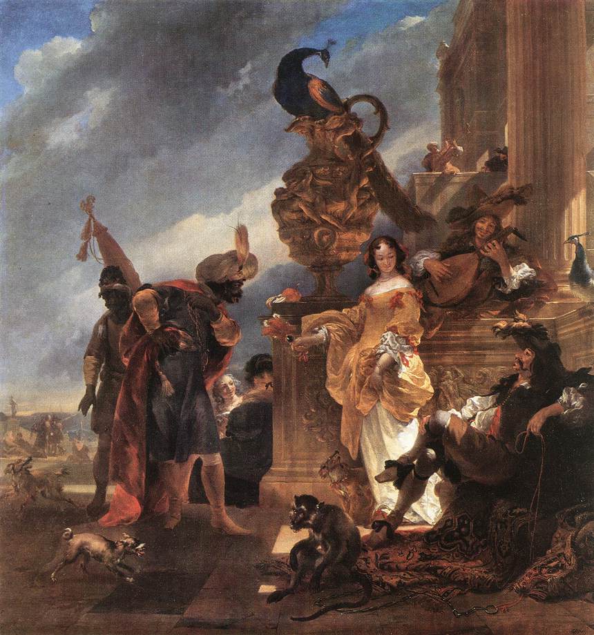 Mercader Receiving Moor En Harbour Berchem — Nicolaes Berchem