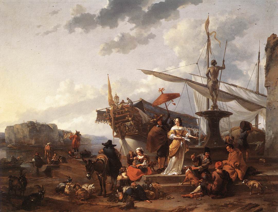 Southern Harbour Escena Berchem — Nicolaes Berchem