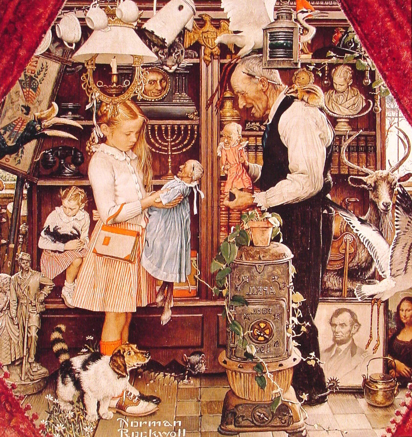 April Fool Chica Con Shopkeeper Rockwell — Norman Rockwell
