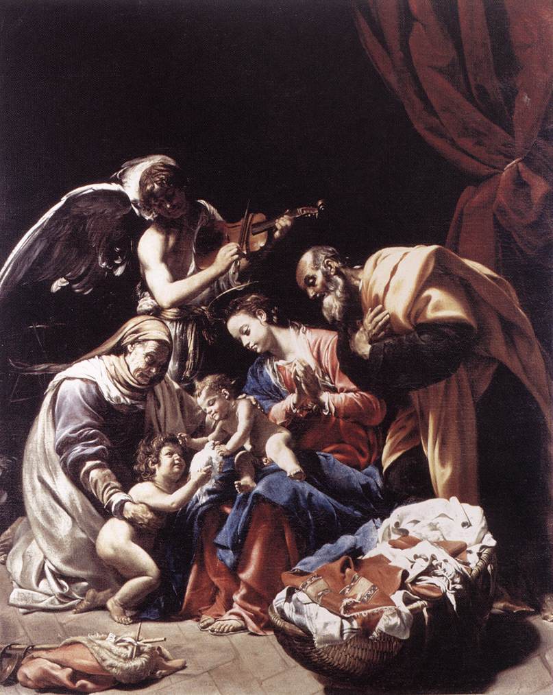 Sagrado Family Con San Elizabeth Joven San John Baptist Borgianni — Orazio Borgianni