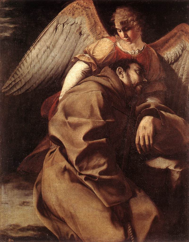 San Francis Supported De Angel Gentileschi — Orazio Gentileschi