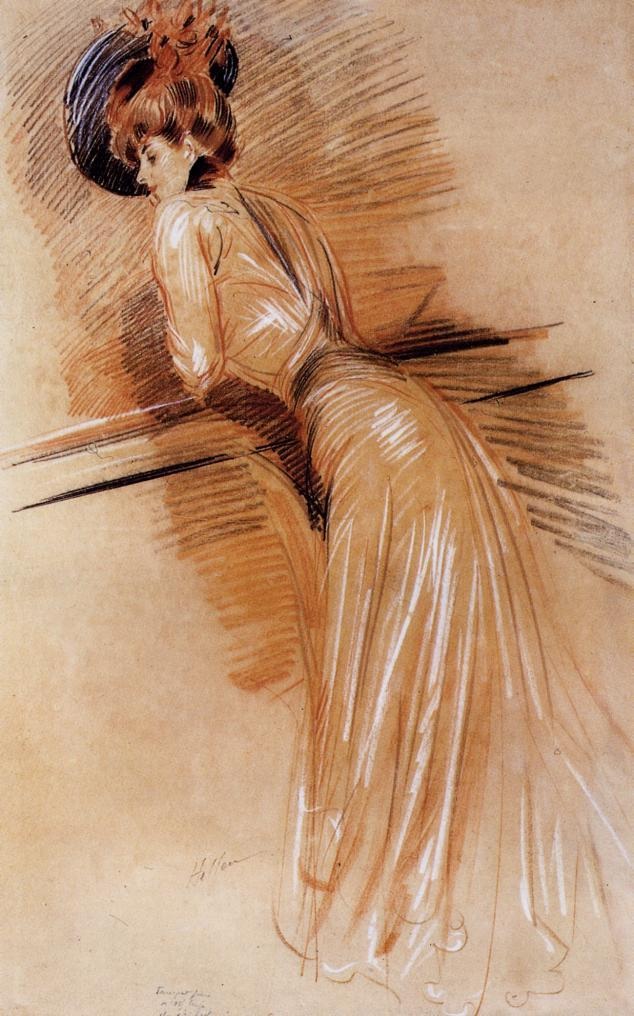 Elegant Mujer En Rail Helleu — Paul Helleu