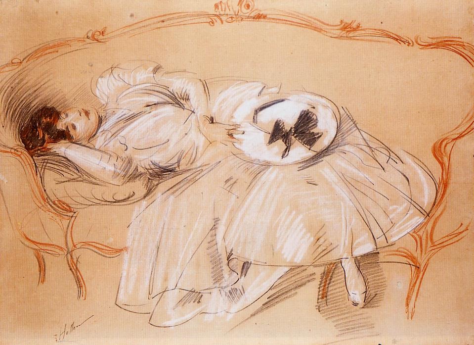 Joven Mujer Sobre Divan Helleu — Paul Helleu