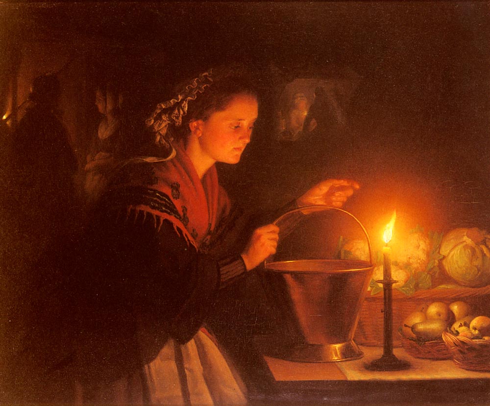 Mercado Escena De Candlelight Schendel — Petrus Van Schendel