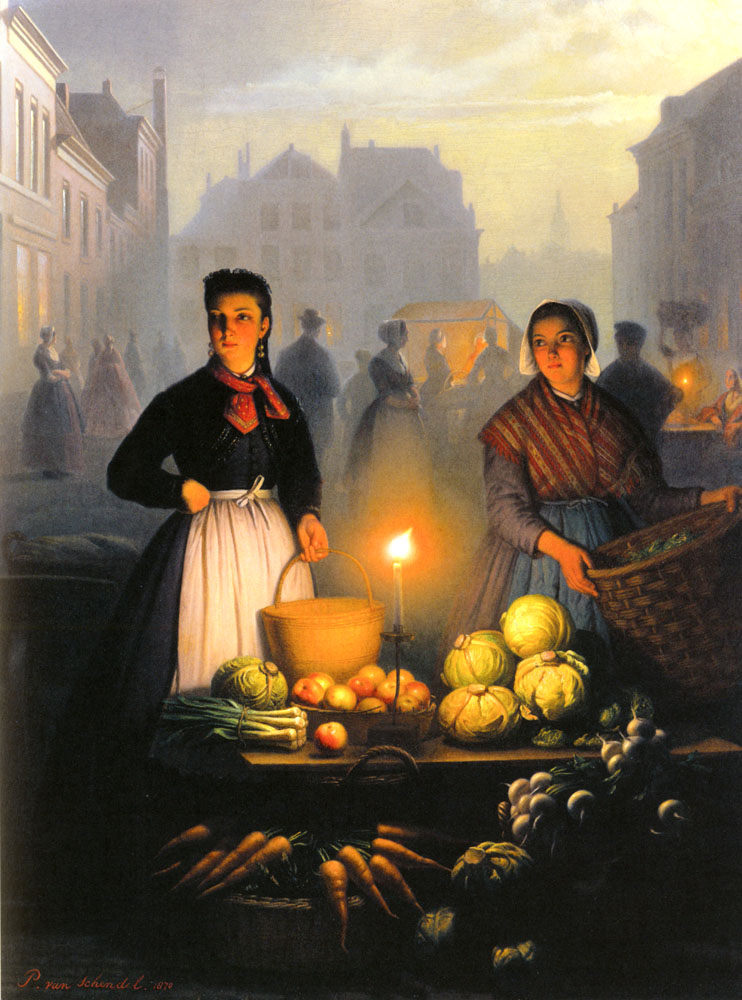 Mercado Stall De Moonlight Schendel — Petrus Van Schendel