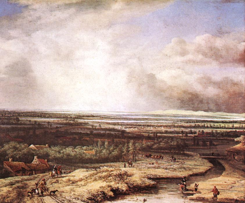 Extensive Paisaje Con Hawking Party Koninck — Philips Koninck