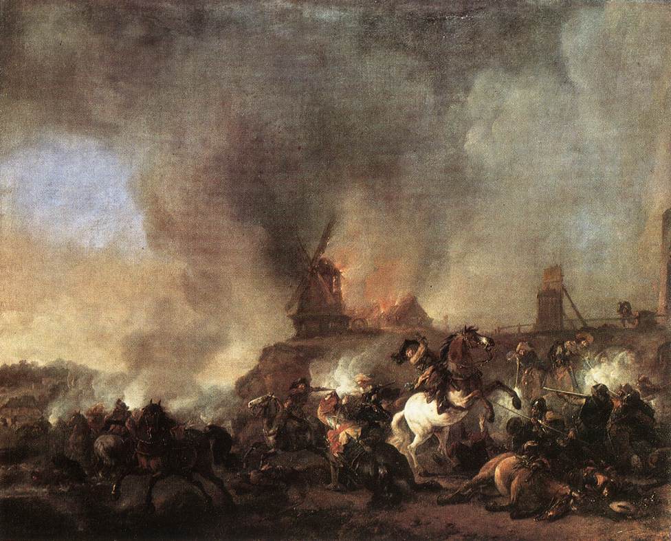 Cavalry Batalla En Front De Ardiendo Molino Wouwerman — Philips Wouwerman