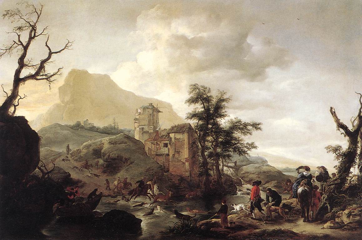 Stag Caceria En Rio Wouwerman — Philips Wouwerman