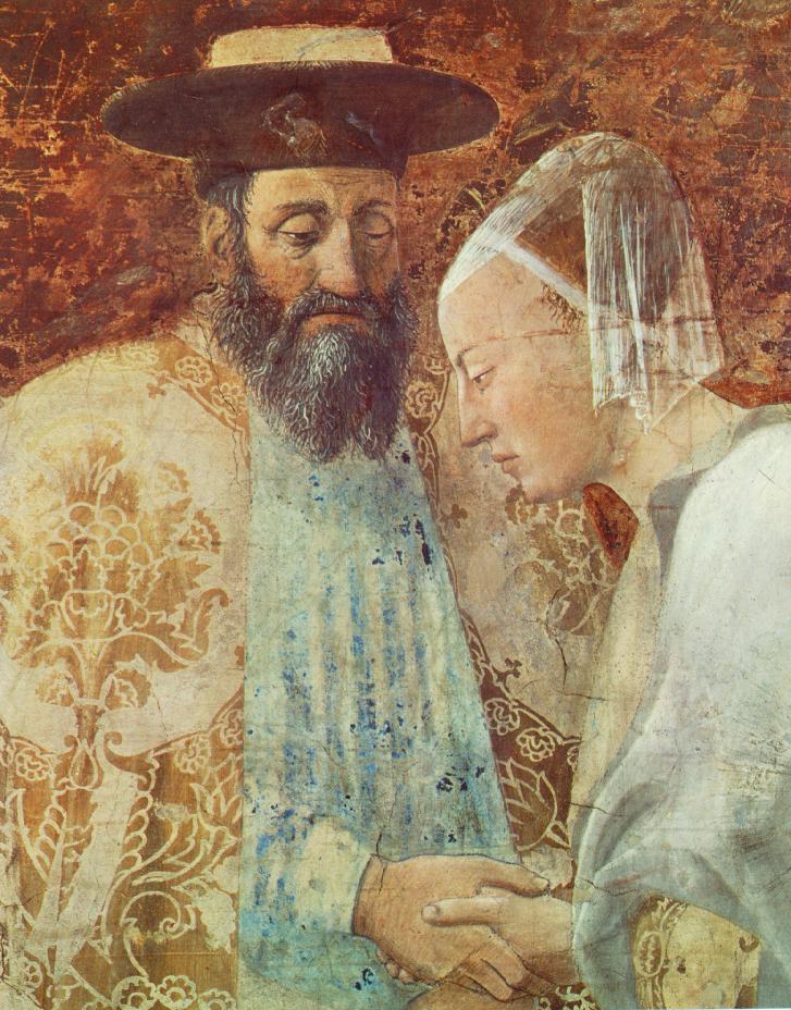 Arezzo Cycle Adoracion De Sagrado Madera Y Meeting De Solomon Y Reina De Sheba Detalle 06 Francesca — Piero Della Francesca