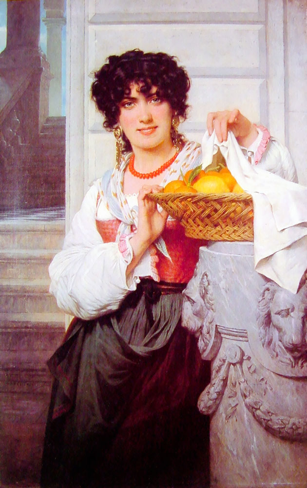 Pisan Chica Con Basket De Oranges Y Lemons Cot — Pierre Auguste Cot