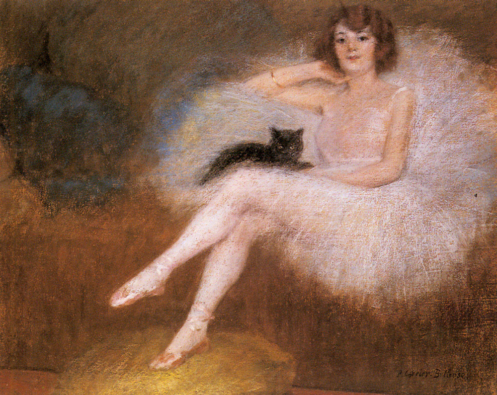 Ballerina Con Negro Gato Belleuse — Pierre Carrier Belleuse