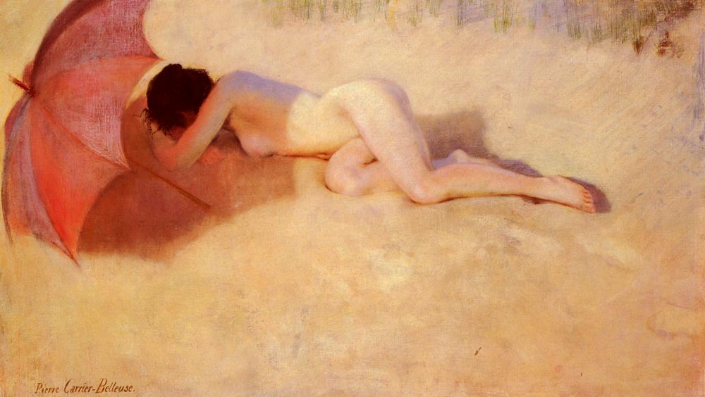 Desnudo Under Parasol Belleuse — Pierre Carrier Belleuse