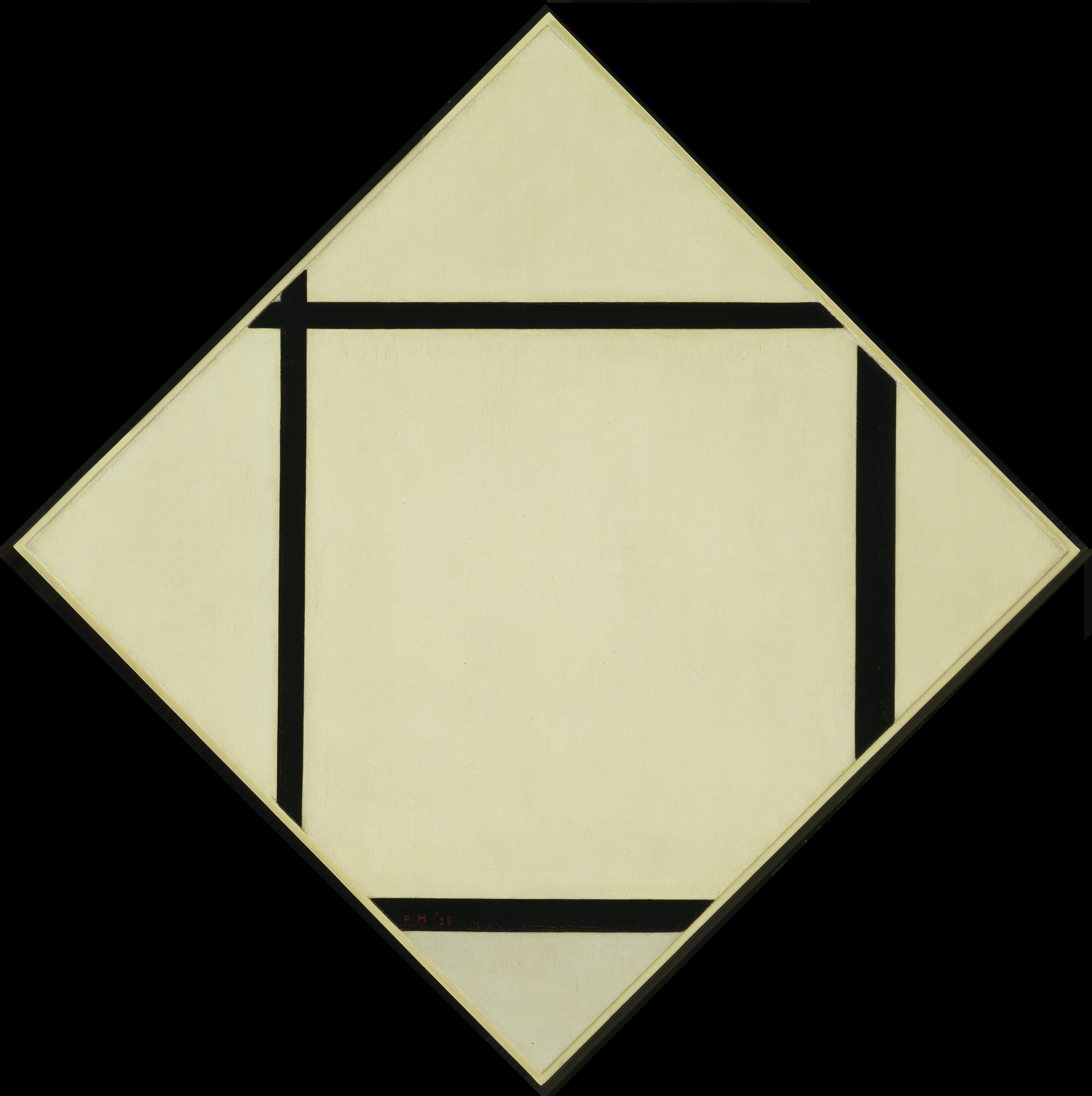 Tableau I Lozenge Con Four Lines Y Gray Mondrian — Piet Mondrian