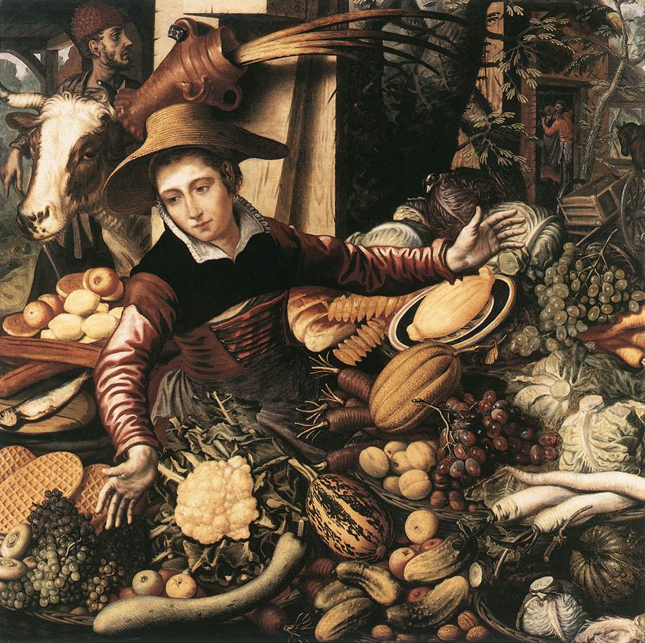 Mercado Mujer Con Vegetable Stall Aertsen — Pieter Aertsen