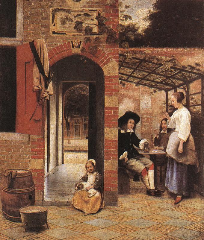 Drinkers En Bower Hooch — Pieter De Hooch