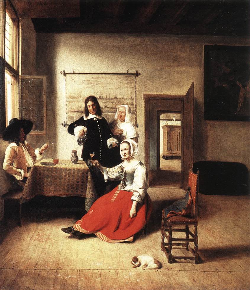 Joven Mujer Bebiendo Hooch — Pieter De Hooch