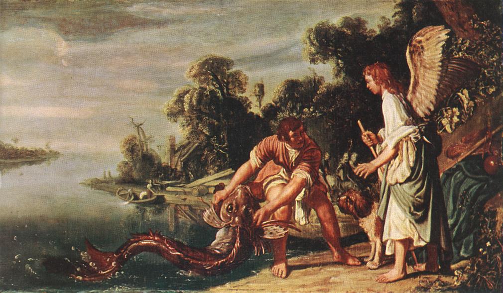 Angel Y Tobias Con Pez Lastman — Pieter Lastman