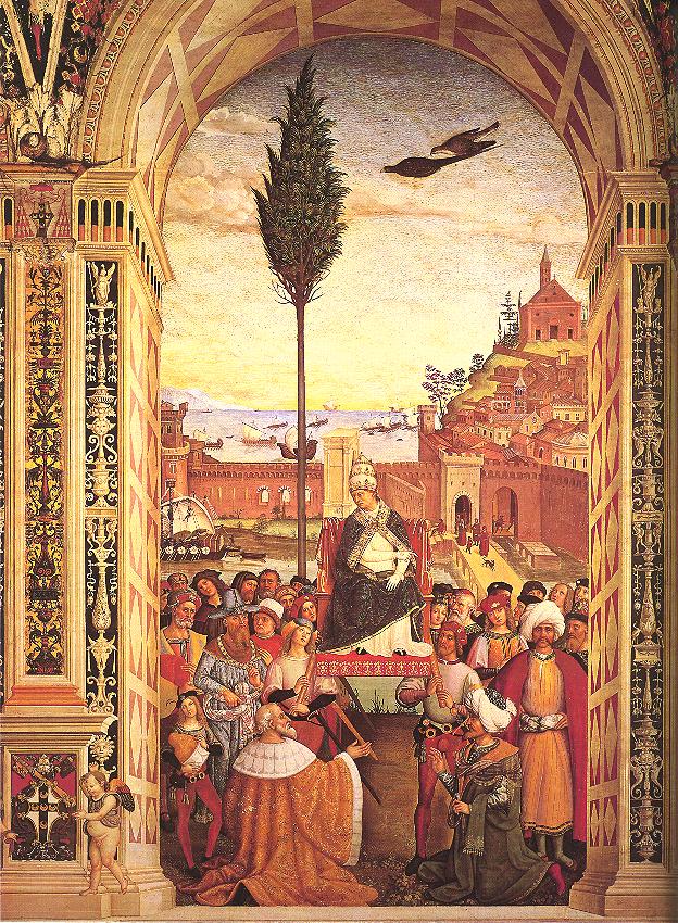Aeneas Piccolomini Arrives Hacia Ancona Pinturicchio — Pinturicchio