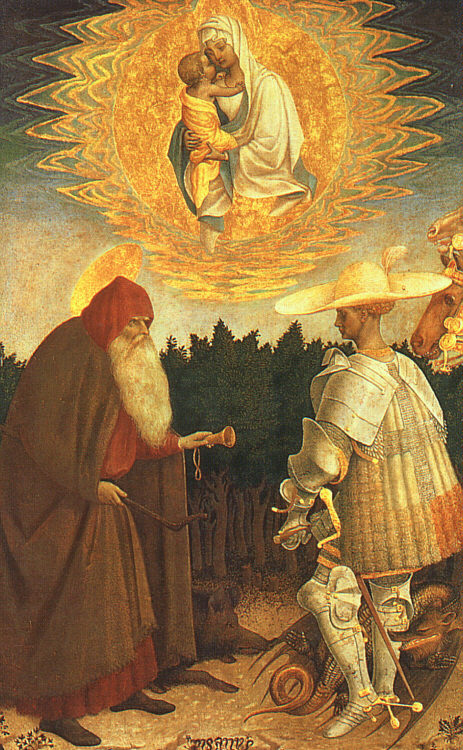 Virgen Y Nino Con Saints George Y Anthony Abbot Pisanello — Pisanello