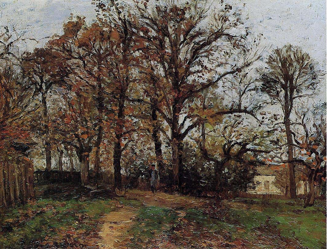 Arboles Sobre Hill Otono Paisaje En Louveciennes Pissarro — Pissarro