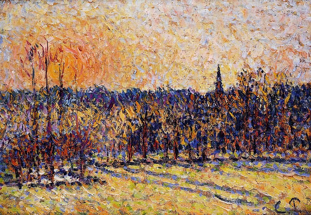 Atardecer Bazincourt Steeple Pissarro — Pissarro