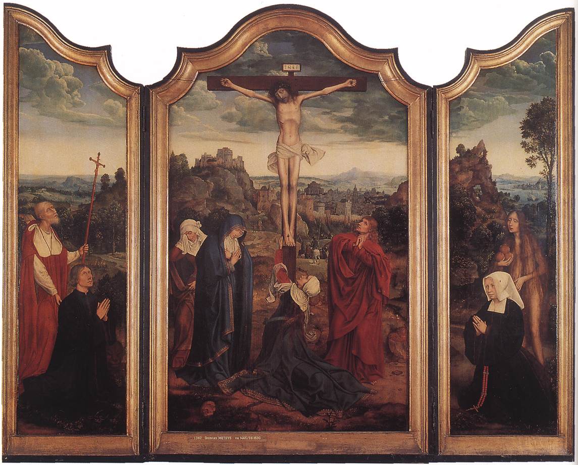 Cristo Sobre Cross Con Donors Massys — Quentin Massys
