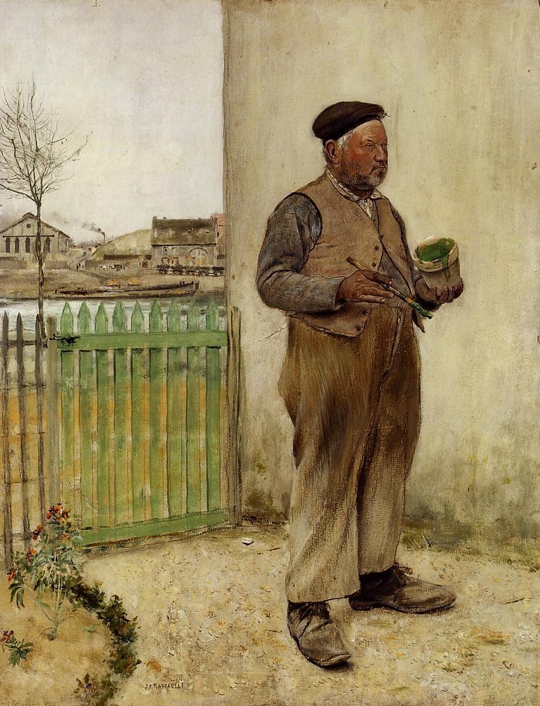 Hombre Having Just Painted His Fence Raffaelli — Raffaelli