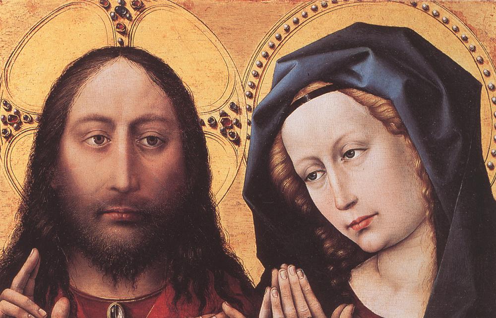 Bendiciendo Cristo Y Rezando Virgen Campin — Robert Campin