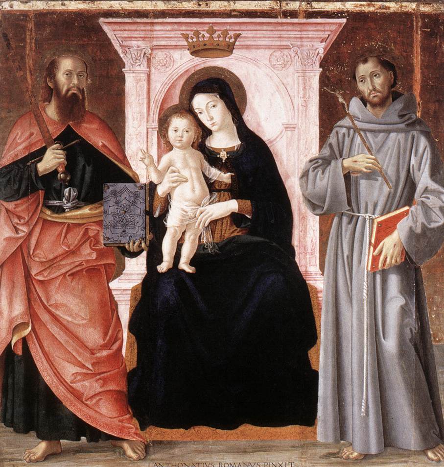 Madonna Enthroned Con Infant Cristo Y Saints Antoniazzo — Romano Antoniazzo