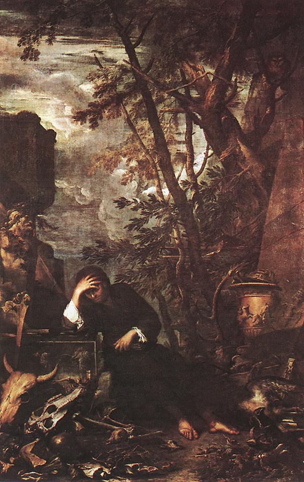 Democritus En Meditation Rosa — Salvator Rosa