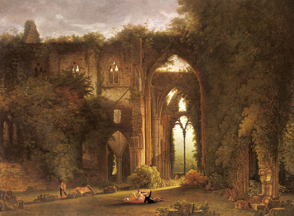 Tintern Abadia Con Elegant Figures Colman — Samuel Colman