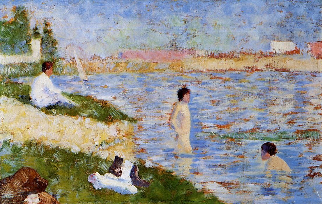 Banandose En Asnieres Bathers En Agua Seurat — Seurat