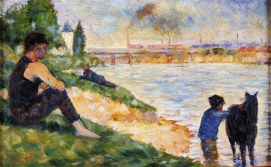 Banandose En Asnieres Negro Caballo Seurat — Seurat