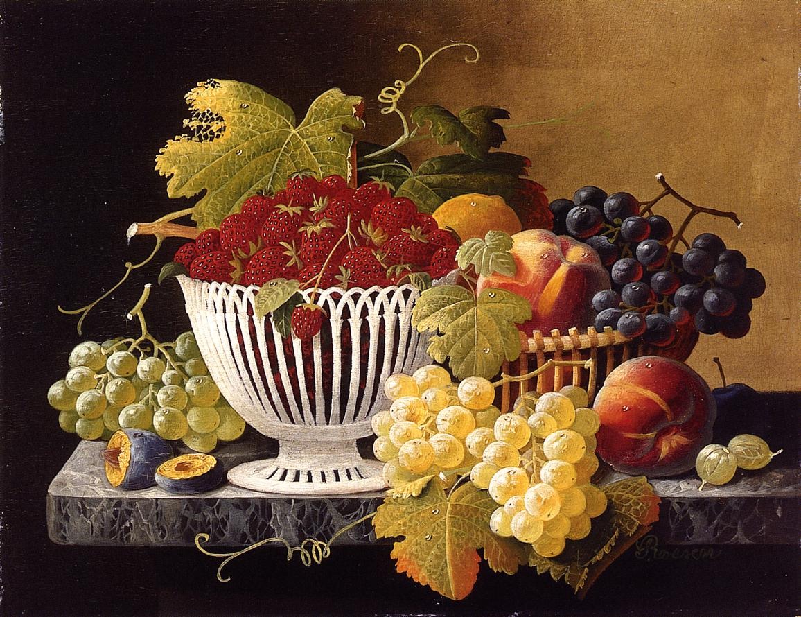 Bodegon Con Strawberry Basket Roesen — Severin Roesen