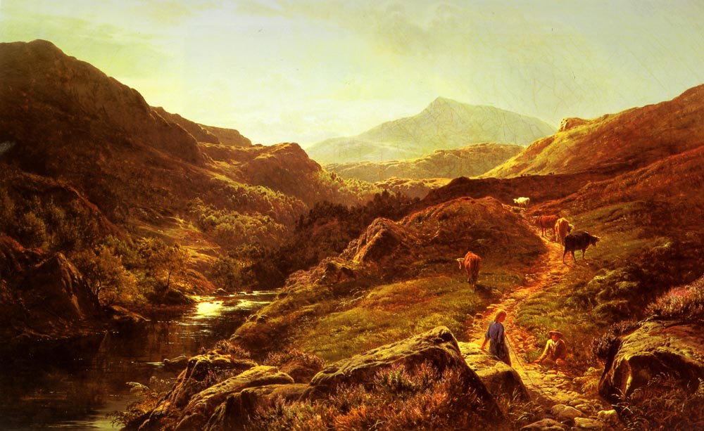 Moel Siabod De Glyn Lledr Con Figures Y Cattle Sobre Ri Percy — Sidney Richard Percy