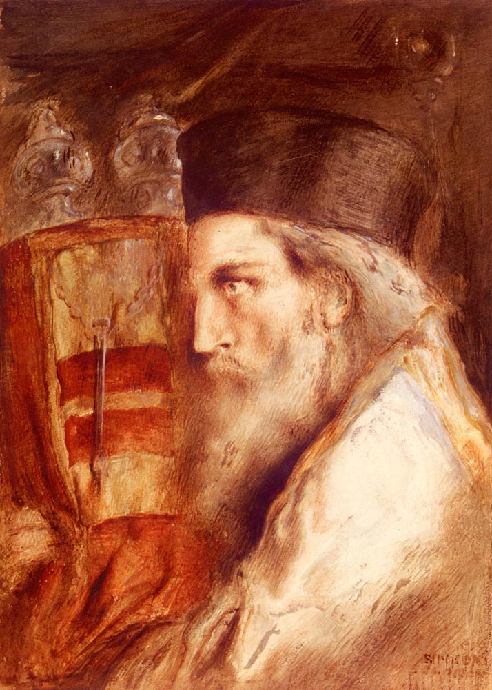Rabbi Holding Torah Solomon — Simeon Solomon
