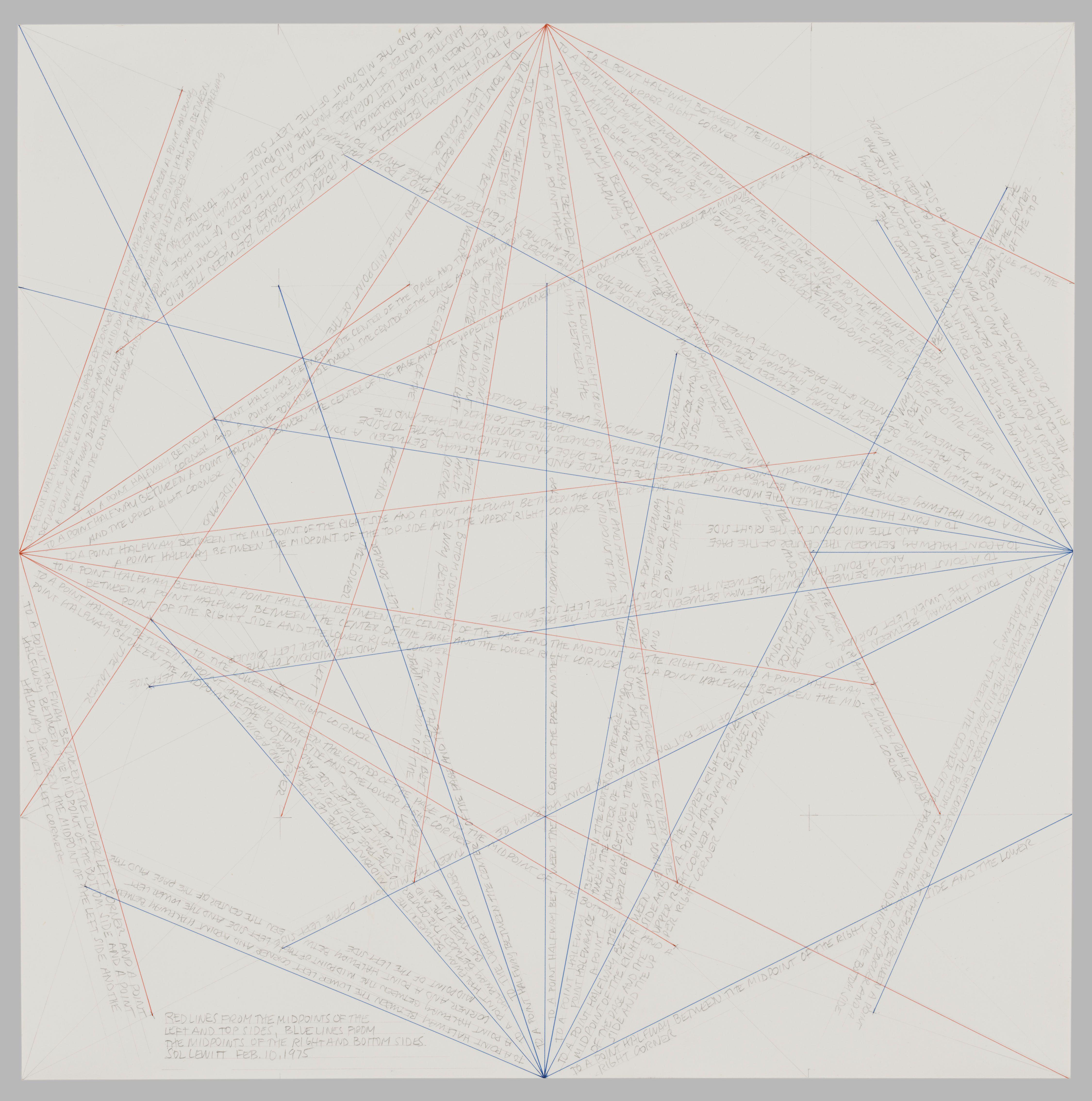 Rojo Lines De Midpoints De Left Y Top Sides Azul Lines De Midpoints De Right Y Bottom Sides Lewitt — Sol Lewitt