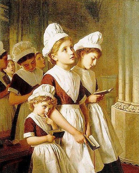 Joven Girls En Oracion En Capilla Anderson — Sophie Anderson