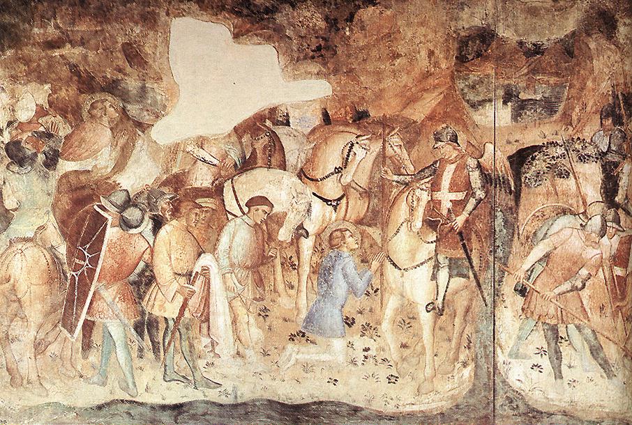 San Michael Giving Flag Hacia San Ephisius Aretino — Spinello Aretino