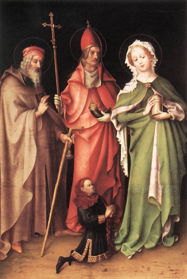 Saints Catherine Hubert Y Quirinus Con Donor Lochner — Stephan Lochner