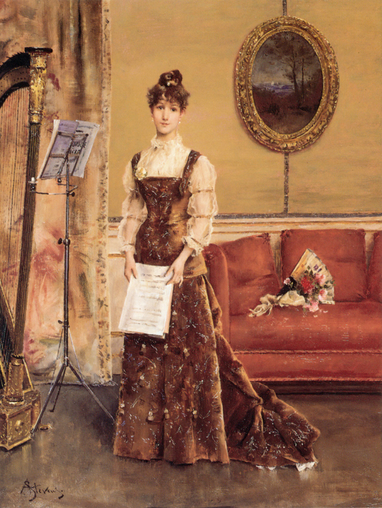 Dama Con Harp Alfred — Stevens Alfred