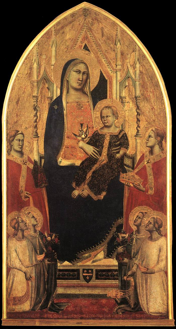 Madonna Y Nino Enthroned Con Angeles Y Saints Gaddi — Taddeo Gaddi