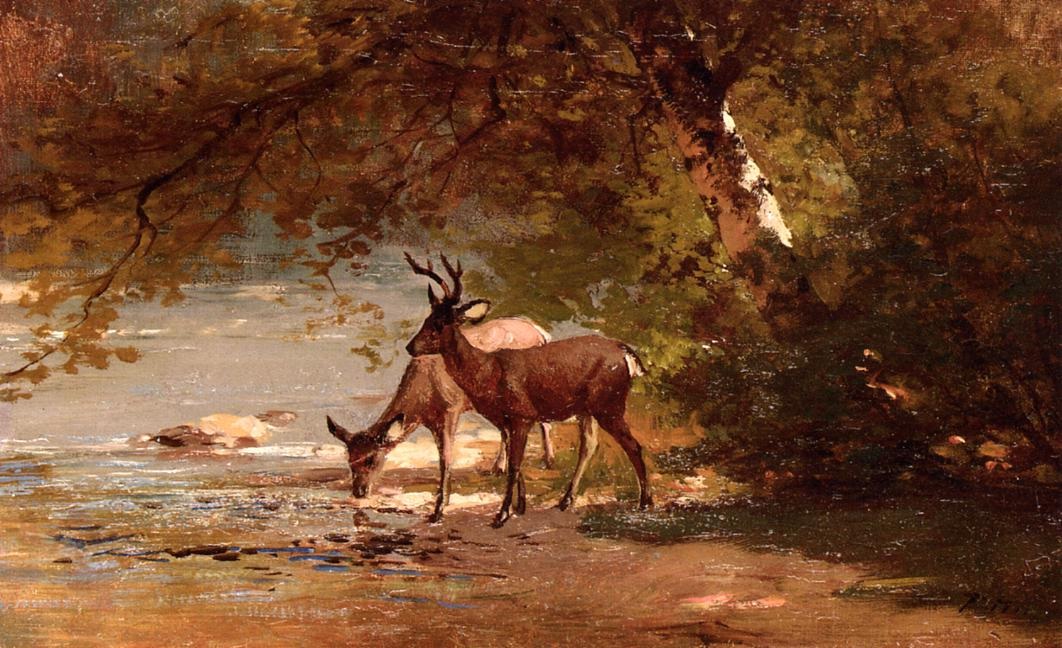 Ciervo En Paisaje Hill — Thomas Hill