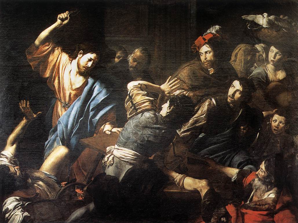 Cristo Conduciendo Money Changers Out De Templo Boulogne — Valentin De Boulogne