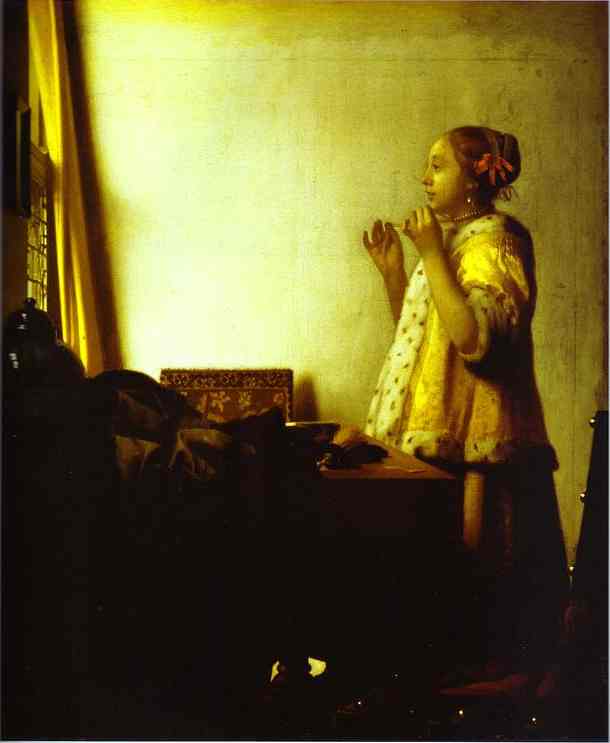 Jan Vermeer Mujer Con Pearl Necklace Vermeer — Vermeer