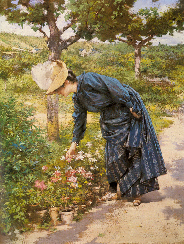 Dama En Jardin Gilbert — Victor Gabriel Gilbert