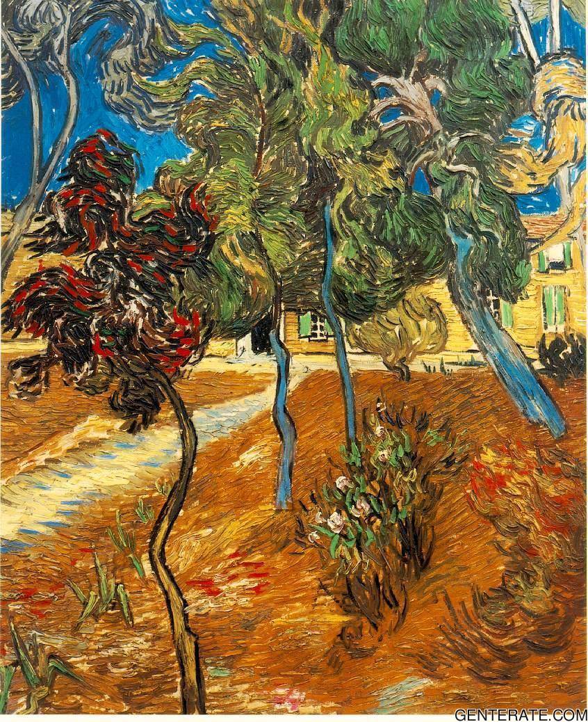 Arboles En Jardin De Santo Paul Hospital 1 Van Gogh — Vincent Van Gogh — Posimpresionismo