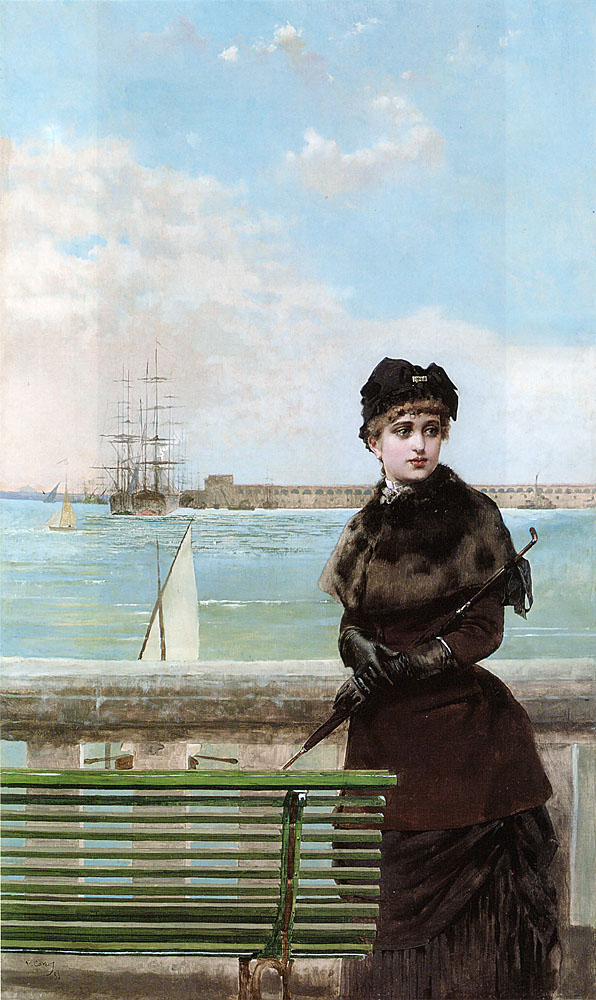 Elegant Mujer En San Malo Corcos — Vittorio Corcos