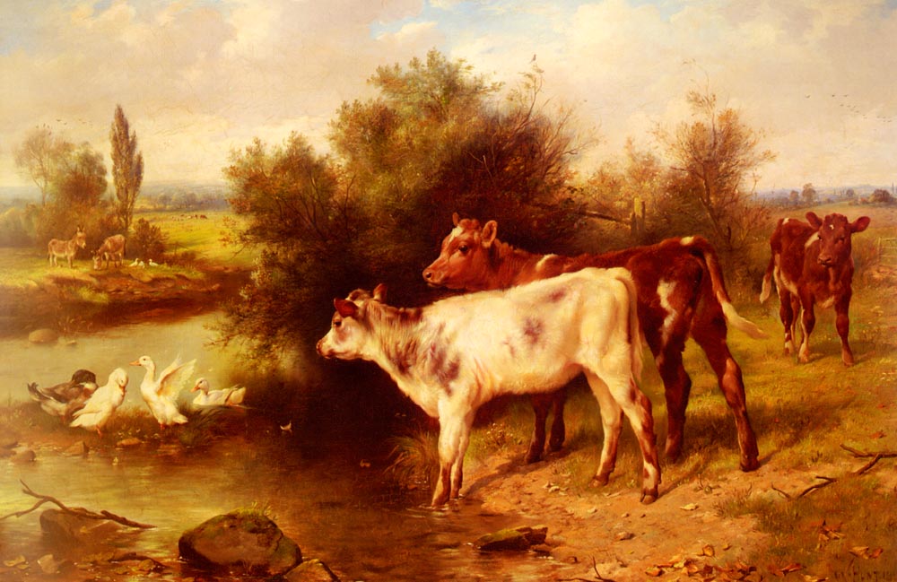 Calves Watering Hunt — Walter Hunt