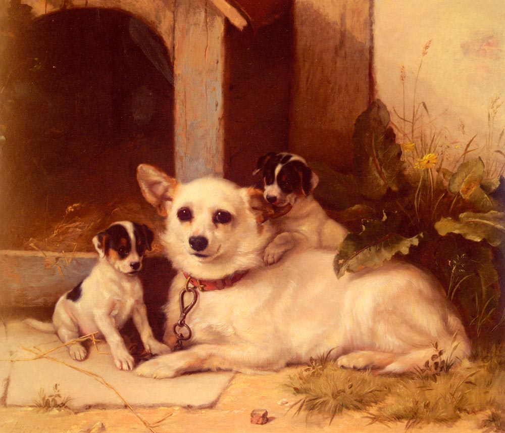 Madre Y Puppies Descansando Hunt — Walter Hunt